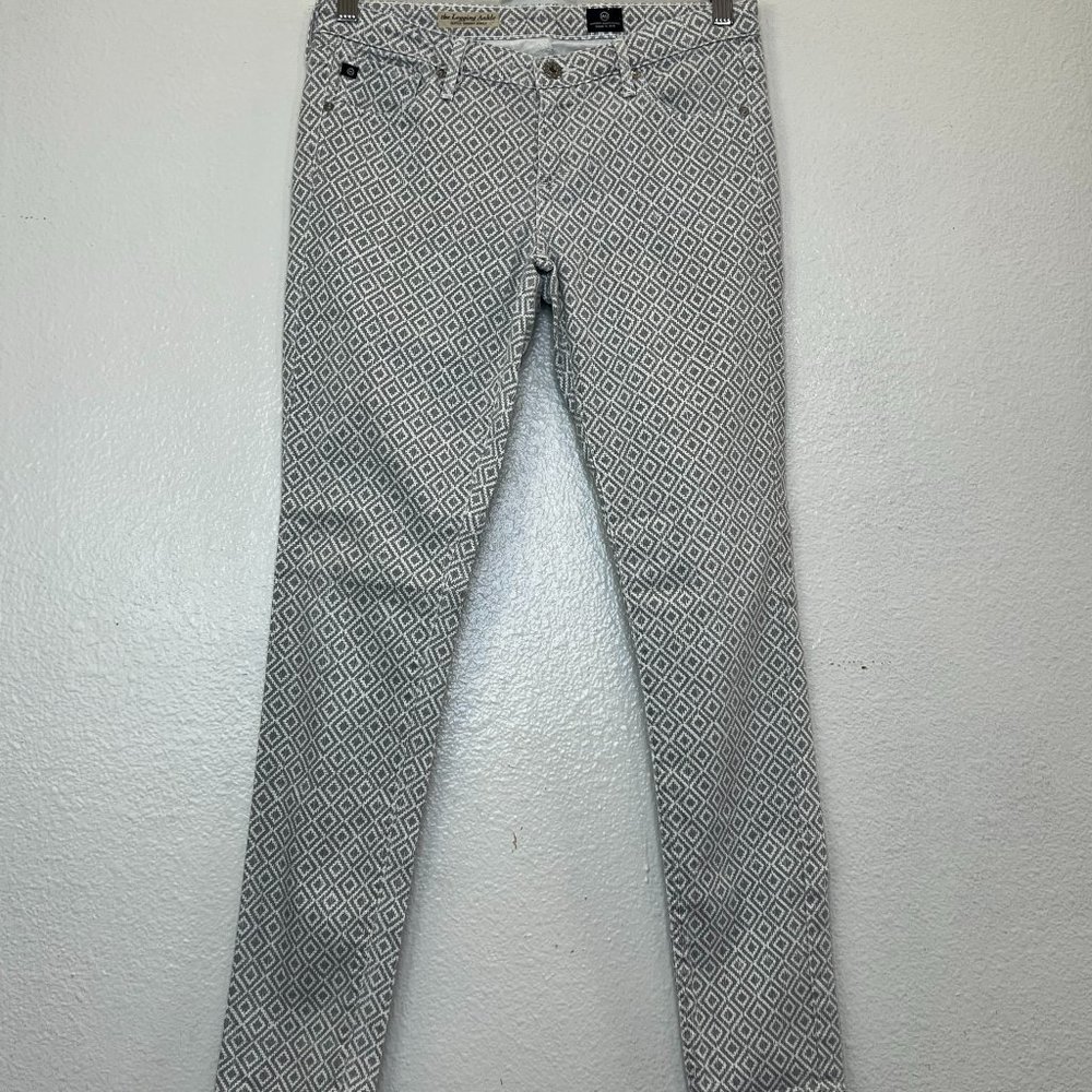 AG‎ Adriano Goldschmied The Legging Super Skinny Ankle Gray Diamond Print 28R